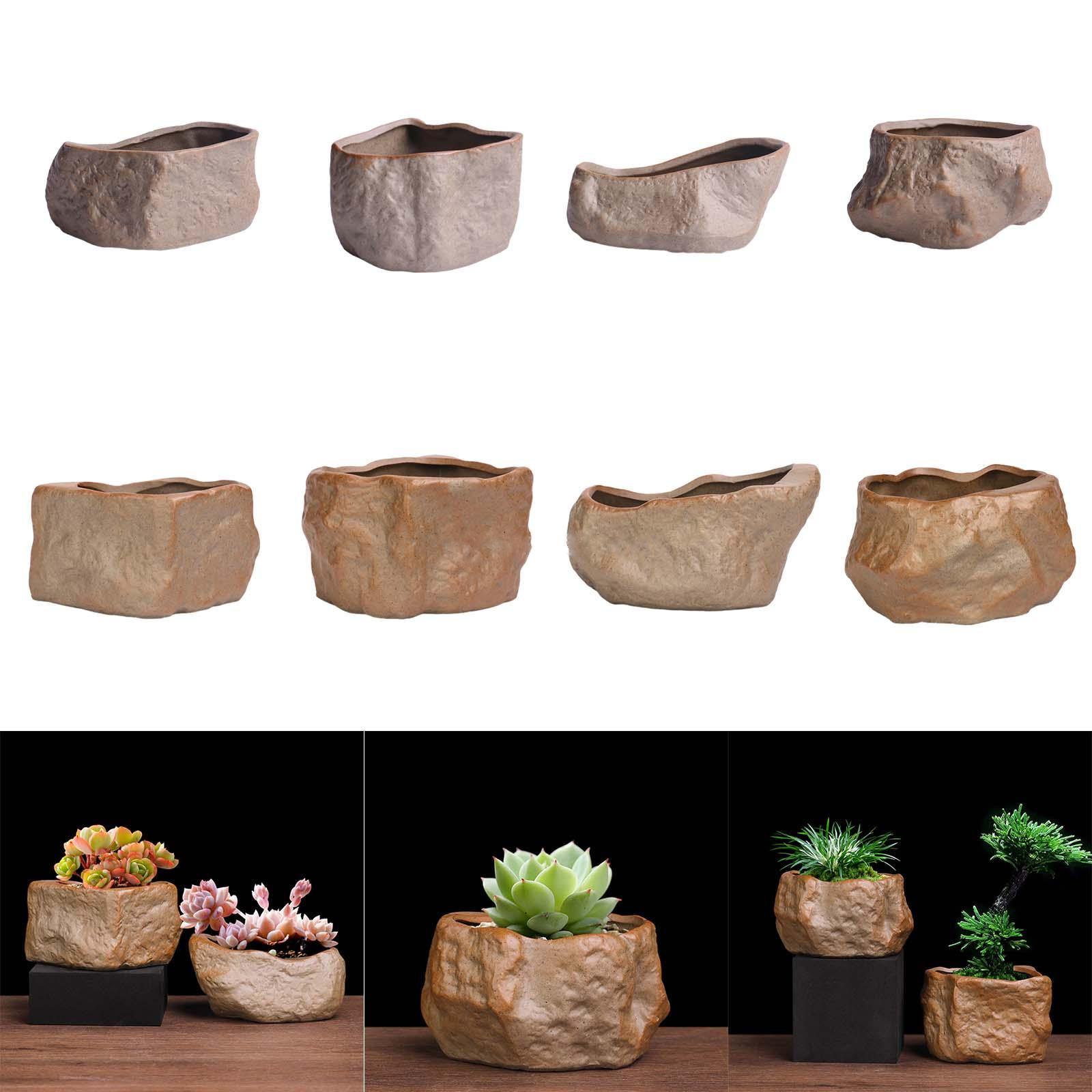 Training Pot Ceramic - Sukkulenten-Topf aus Keramik, Steinform, stabiler Pflanzen-Wachstumstopf,