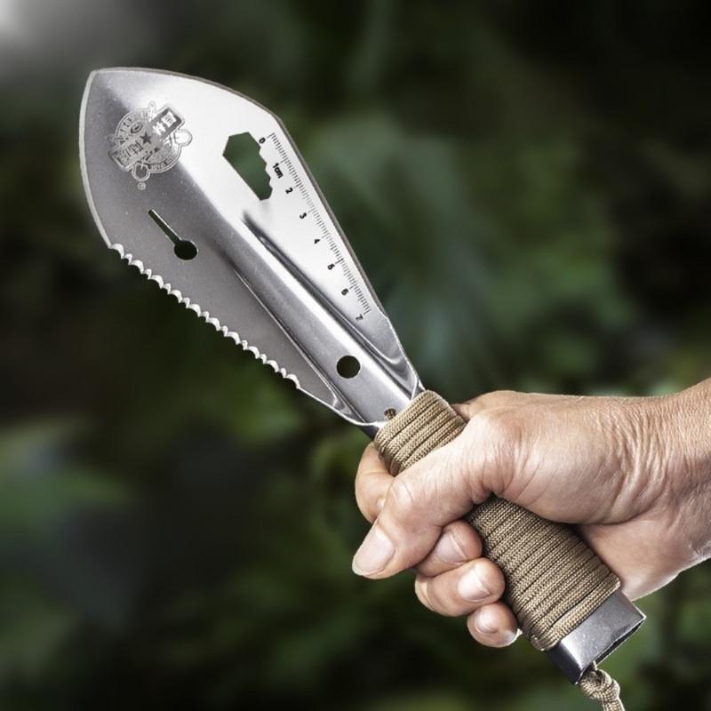 Bonsai Garden Knife - Edelstahl-Gartenschaufel Multifunktionswerkzeug Unkrautjäter Sägezahn-Sechskantschlüssel Lineal Grabspaten